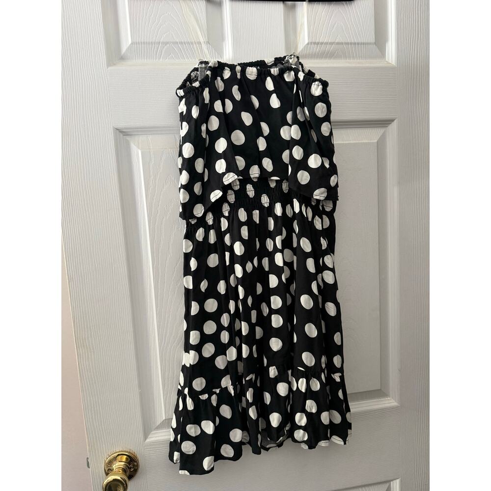 Black and White Polka Dot Strapless Dress By Xhilaration Size Medium - Picture 2 of 5